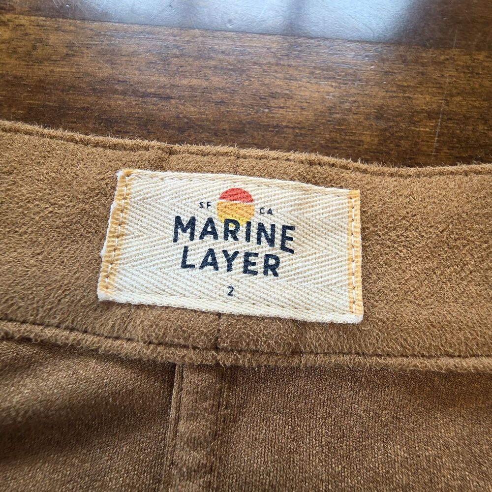 Marine Layer Faux Suede Button Front Mini Skirt Tan Size 2 Retro 70s Style NWOT - Picture 4 of 8